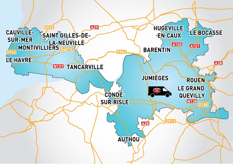Detailed map to access to Optical Center OC MOBILE ROUEN