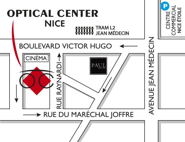 Detailed map to access to Audioprothésiste  NICE Optical Center
