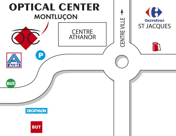 Mapa detallado de acceso Audioprothésiste MONTLUÇON Optical Center