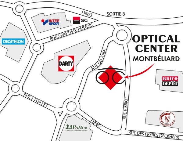 Plan detaillé pour accéder à Audioprothésiste MONTBÉLIARD Optical Center