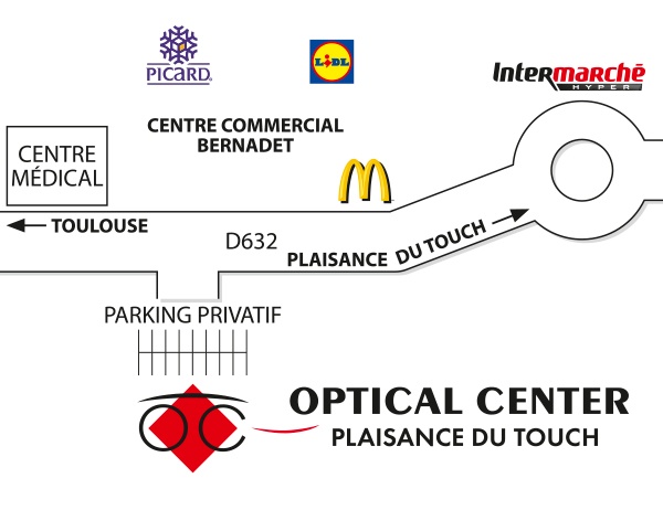 Gedetailleerd plan om toegang te krijgen tot Audioprothésiste PLAISANCE-DU-TOUCH Optical Center