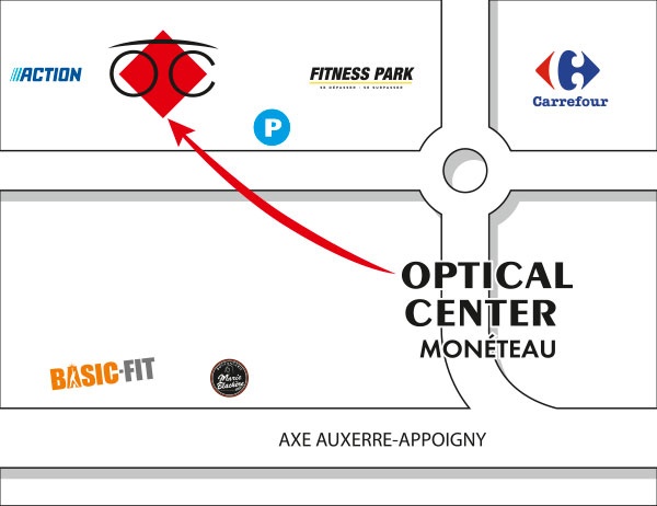 Detailed map to access to Audioprothésiste MONÉTEAU Optical Center