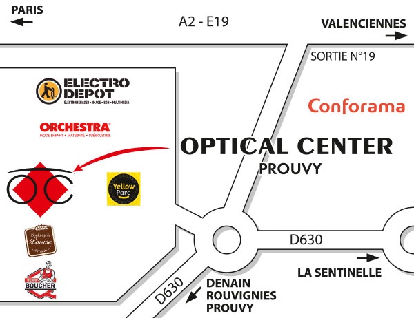 Detailed map to access to Audioprothésiste PROUVY Optical Center
