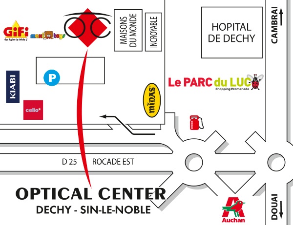 Gedetailleerd plan om toegang te krijgen tot Audioprothésiste DECHY-SIN-LE-NOBLE Optical Center
