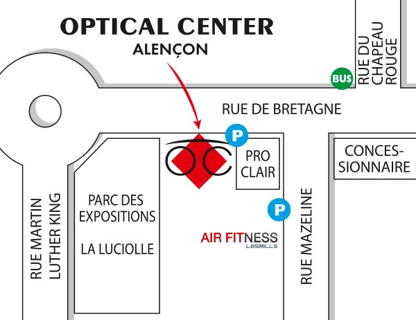 Mapa detallado de acceso Audioprothésiste ALENCON Optical Center