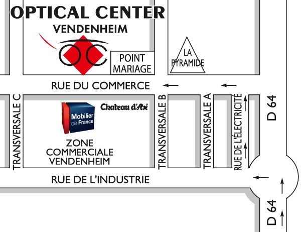 Detailed map to access to Audioprothésiste VENDENHEIM Optical Center