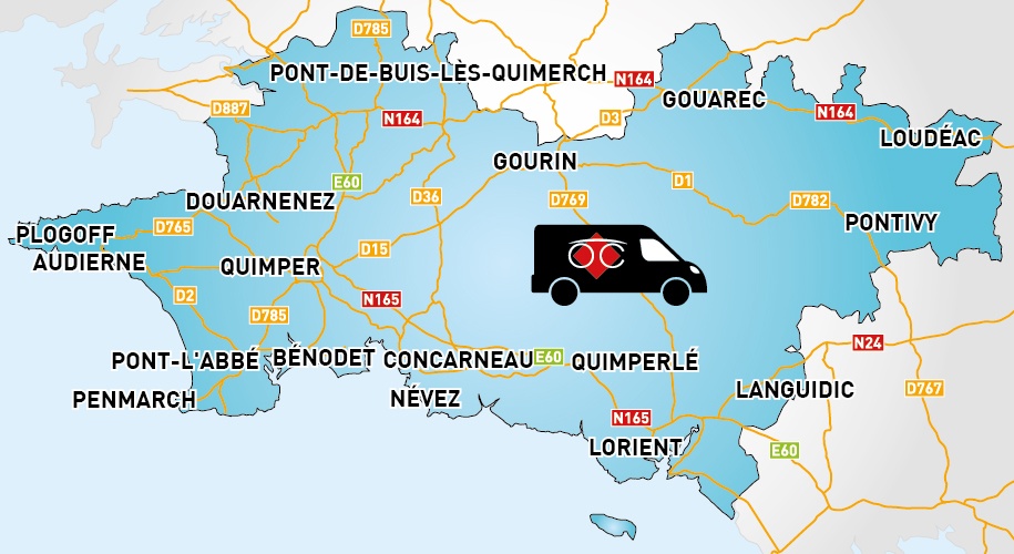 Detailed map to access to Optical Center OC MOBILE CONCARNEAU