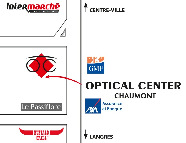 Detailed map to access to Audioprothésiste CHAUMONT Optical Center