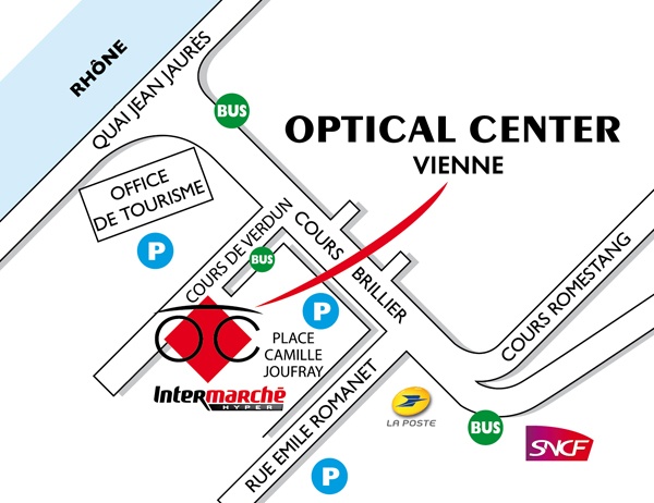 Plan detaillé pour accéder à Audioprothésiste VIENNE Optical Center