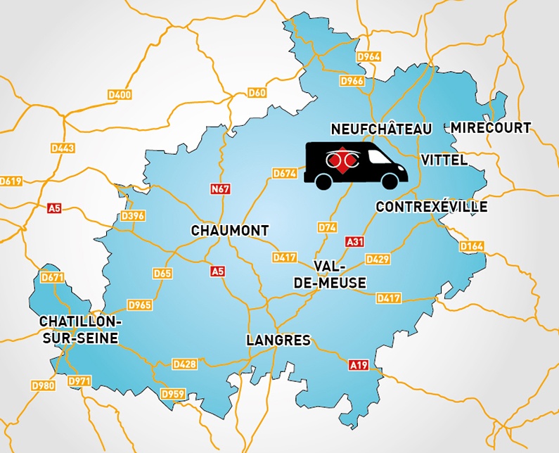 Detailed map to access to Optical Center OC MOBILE CHAUMONT