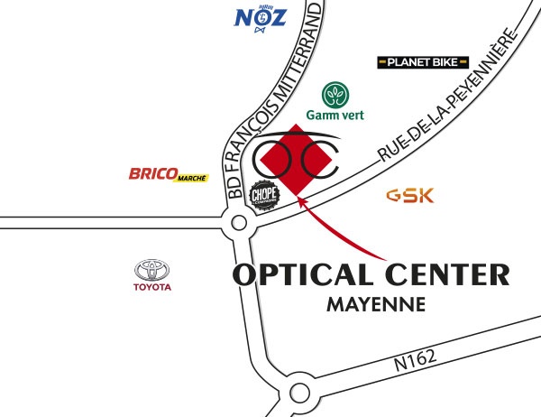 Gedetailleerd plan om toegang te krijgen tot Audioprothésiste MAYENNE - Optical Center