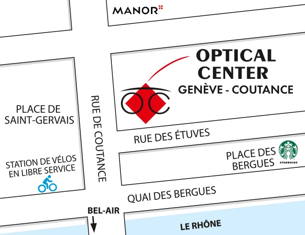 Plan detaillé pour accéder à Optical Center GENÈVE - COUTANCE