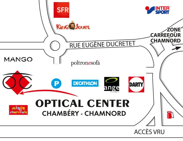 Plan detaillé pour accéder à Audioprothésiste  CHAMBÉRY - CHAMNORD Optical Center
