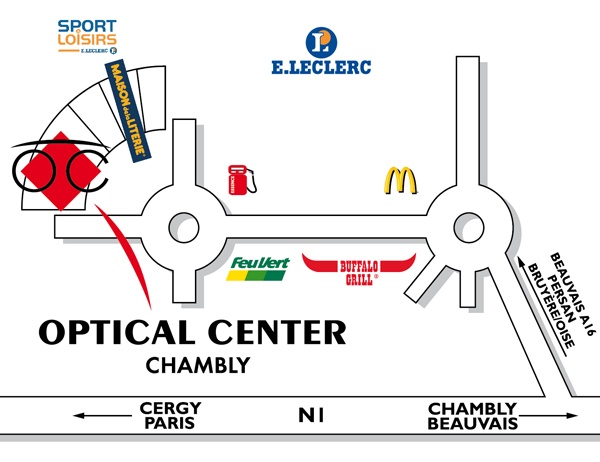 Detailed map to access to Audioprothésiste CHAMBLY Optical Center