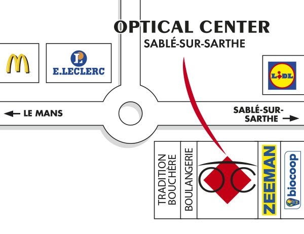 Plan detaillé pour accéder à Audioprothésiste SABLÉ-SUR-SARTHE Optical Center