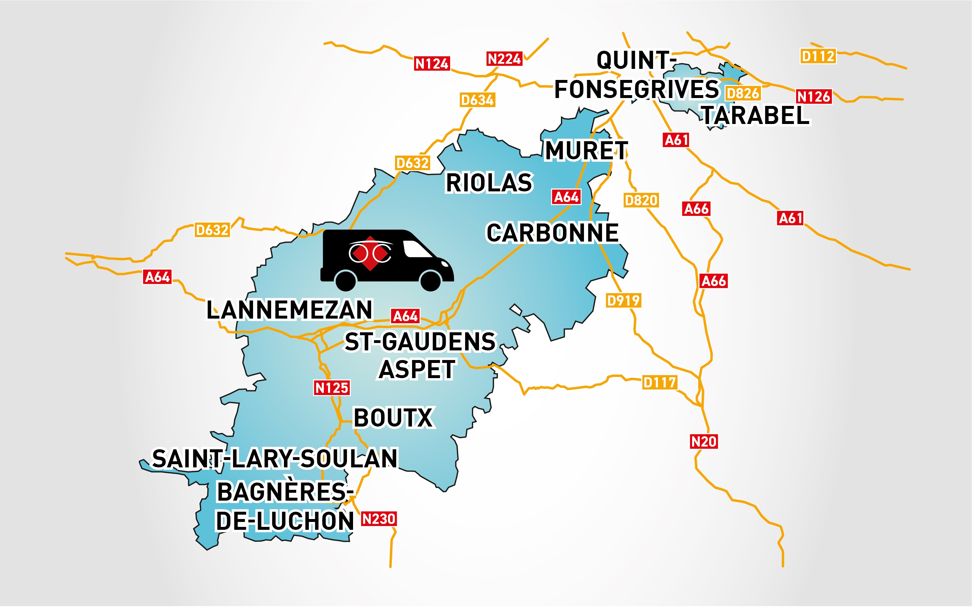 Detailed map to access to Optical Center OC MOBILE SAINT-GAUDENS