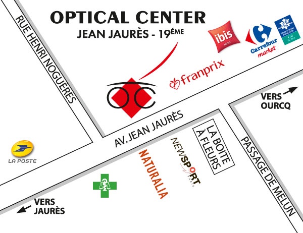 Mapa detallado de acceso Audioprothésiste PARIS-JEAN-JAURES Optical Center