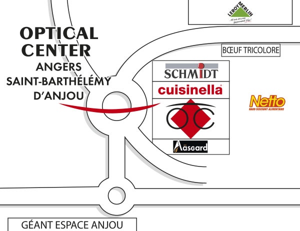 Mapa detallado de acceso Audioprothésiste ANGERS-SAINT BARTHÉLEMY D'ANJOU Optical Center