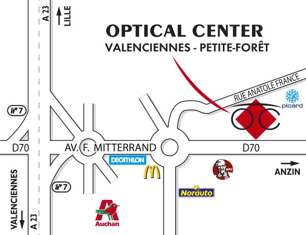 Gedetailleerd plan om toegang te krijgen tot Audioprothésiste  VALENCIENNES - PETITE-FORÊT Optical Center