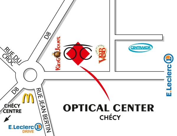 Mapa detallado de acceso Audioprothésiste  CHECY Optical Center