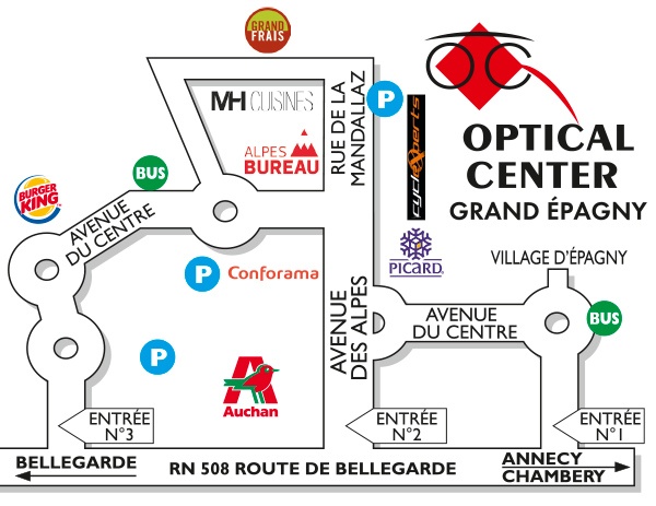 Mapa detallado de acceso Audioprothésiste GRAND ÉPAGNY Optical Center
