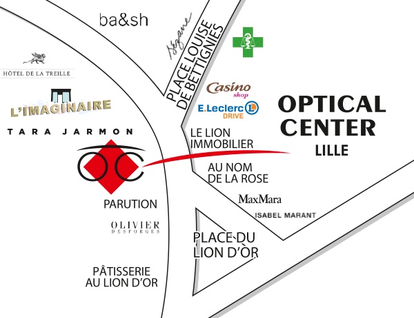 Mapa detallado de acceso Audioprothésiste LILLE Optical Center