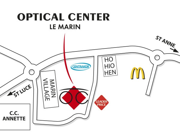 Detailed map to access to Audioprothésiste LE MARIN Optical Center