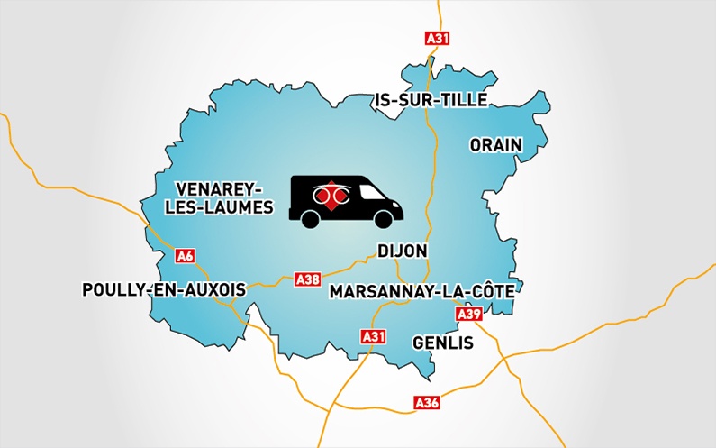Detailed map to access to Optical Center OC MOBILE TROYES