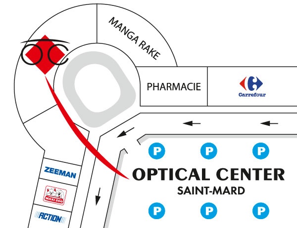 Detailed map to access to Audioprothésiste SAINT-MARD Optical Center