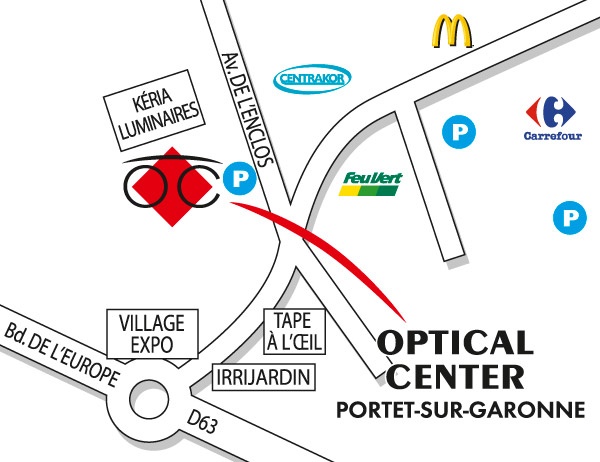 Plan detaillé pour accéder à Audioprothésiste PORTET-SUR-GARONNE Optical Center
