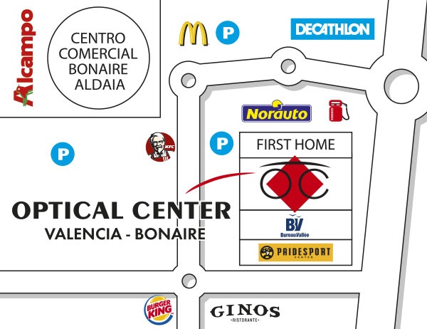 Detailed map to access to Optical Center  VALENCIA Bonaire