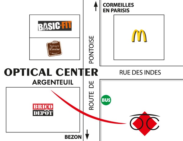 Detailed map to access to Audioprothésiste ARGENTEUIL Optical Center
