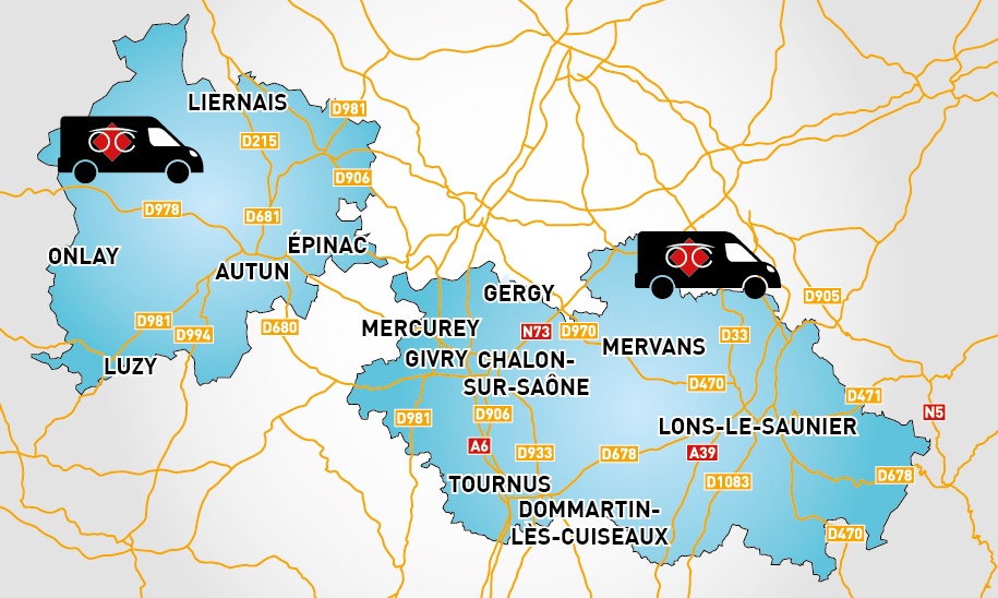 Detailed map to access to Optical Center OC MOBILE LONS-LE-SAUNIER