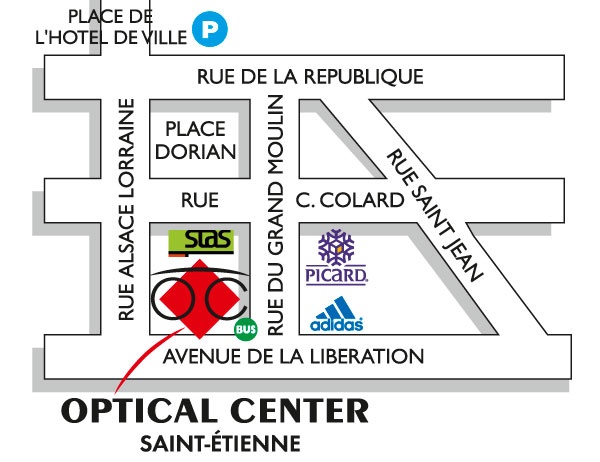 Detailed map to access to Audioprothésiste SAINT-ÉTIENNE Optical Center