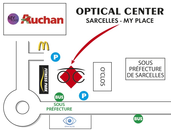 Gedetailleerd plan om toegang te krijgen tot Audioprothésiste SARCELLES -MY PLACE Optical Center