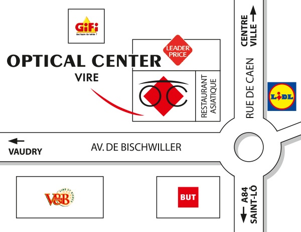 Detailed map to access to Audioprothésiste VIRE Optical Center