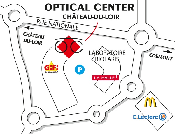 Mapa detallado de acceso Audioprothésiste CHÂTEAU-DU-LOIR Optical Center
