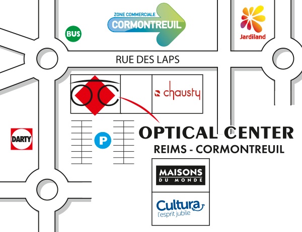 Gedetailleerd plan om toegang te krijgen tot Audioprothésiste REIMS CORMONTREUIL Optical Center