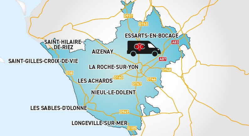 Mapa detallado de acceso Optical Center OC MOBILE LA ROCHE-SUR-YON