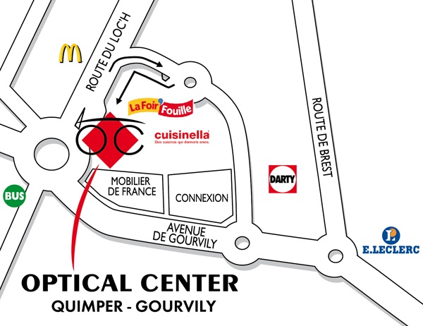 Plan detaillé pour accéder à Audioprothésiste QUIMPER - GOURVILY Optical Center
