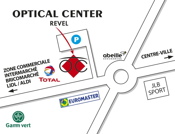 Plan detaillé pour accéder à Audioprothésiste REVEL Optical Center