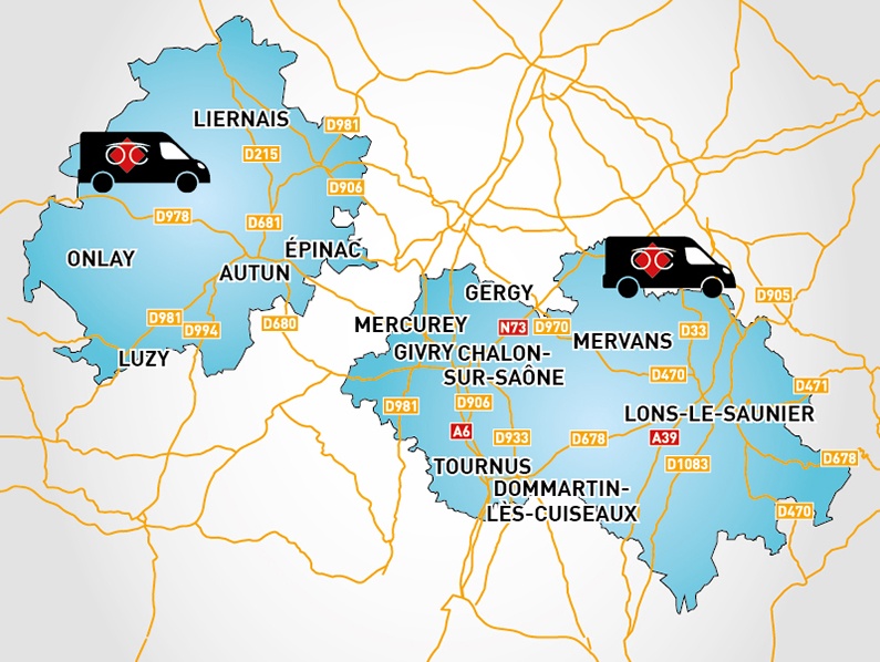 Detailed map to access to Optical Center OC MOBILE LONS-LE-SAUNIER