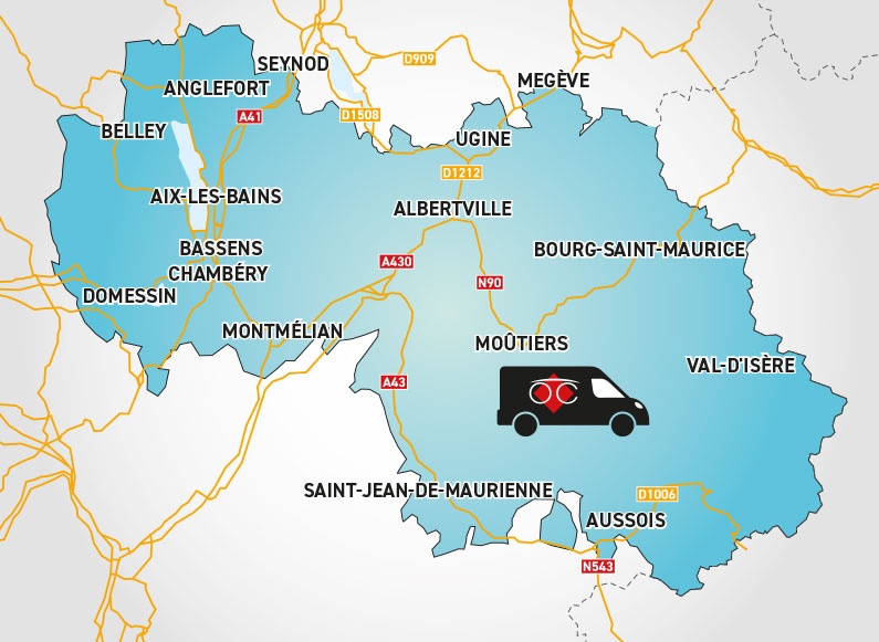 Detailed map to access to Optical Center OC MOBILE CHAMBÉRY