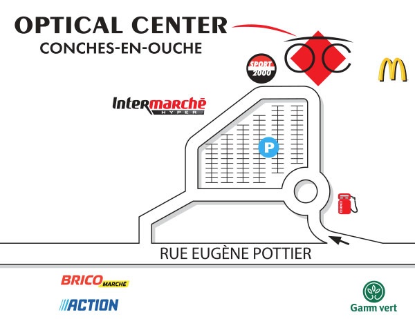 Detailed map to access to Audioprothésiste CONCHES-EN-OUCHE Optical Center