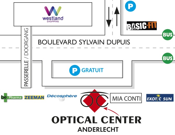 Detailed map to access to Optical Center ANDERLECHT