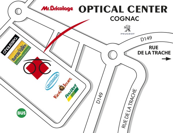 Mapa detallado de acceso Audioprothésiste COGNAC - Optical Center
