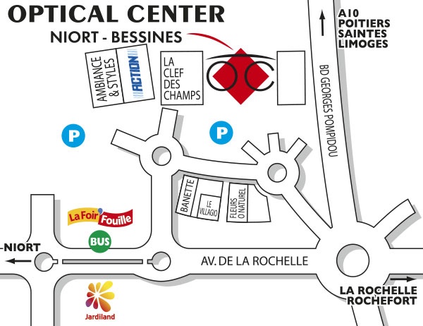 Detailed map to access to Audioprothésiste NIORT-BESSINES Optical Center