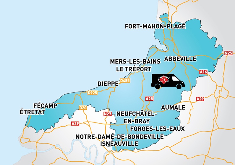 Detailed map to access to Optical Center OC MOBILE FÉCAMP