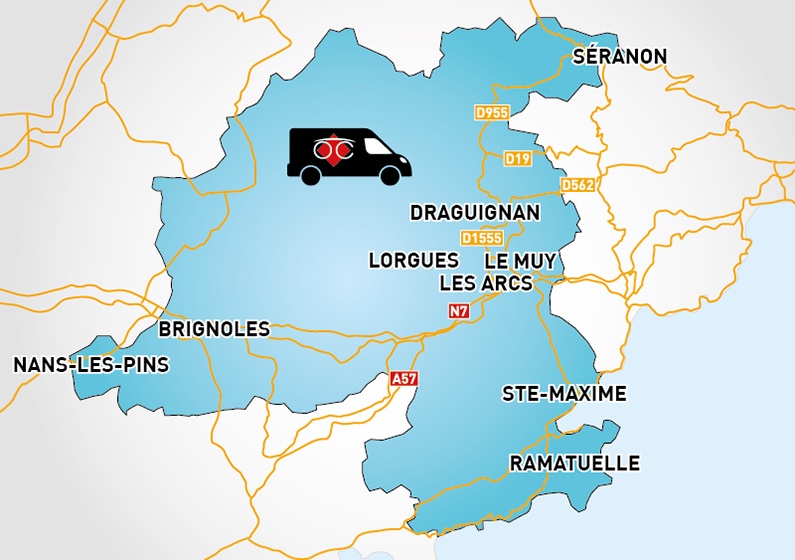 Detailed map to access to Optical Center OC MOBILE DRAGUIGNAN