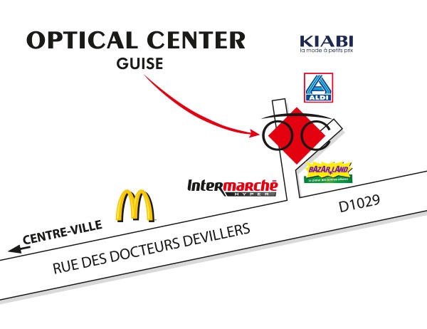Plan detaillé pour accéder à Audioprothésiste GUISE Optical Center